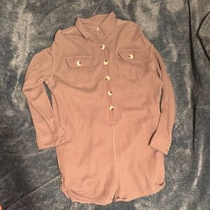 Button-Front Waffle Knit Romper in Gray